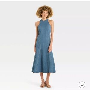 🍵 Future Collective Racerback Denim Midi A-Line Dress